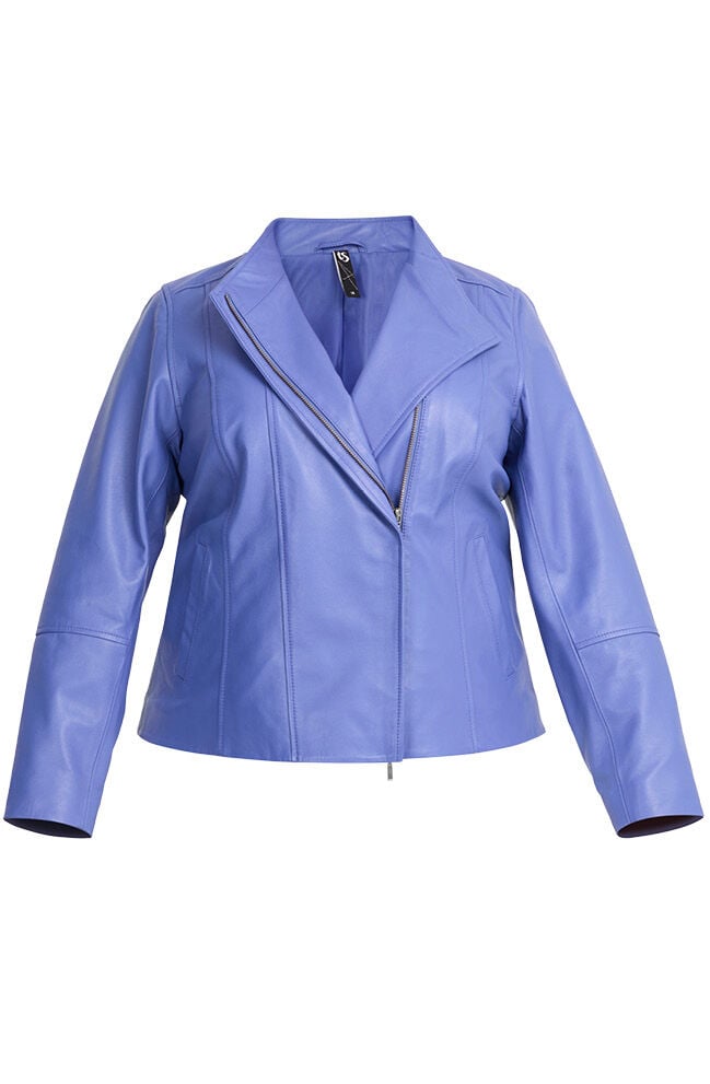 Leather Lottie Panel Jacket - Violet Blue