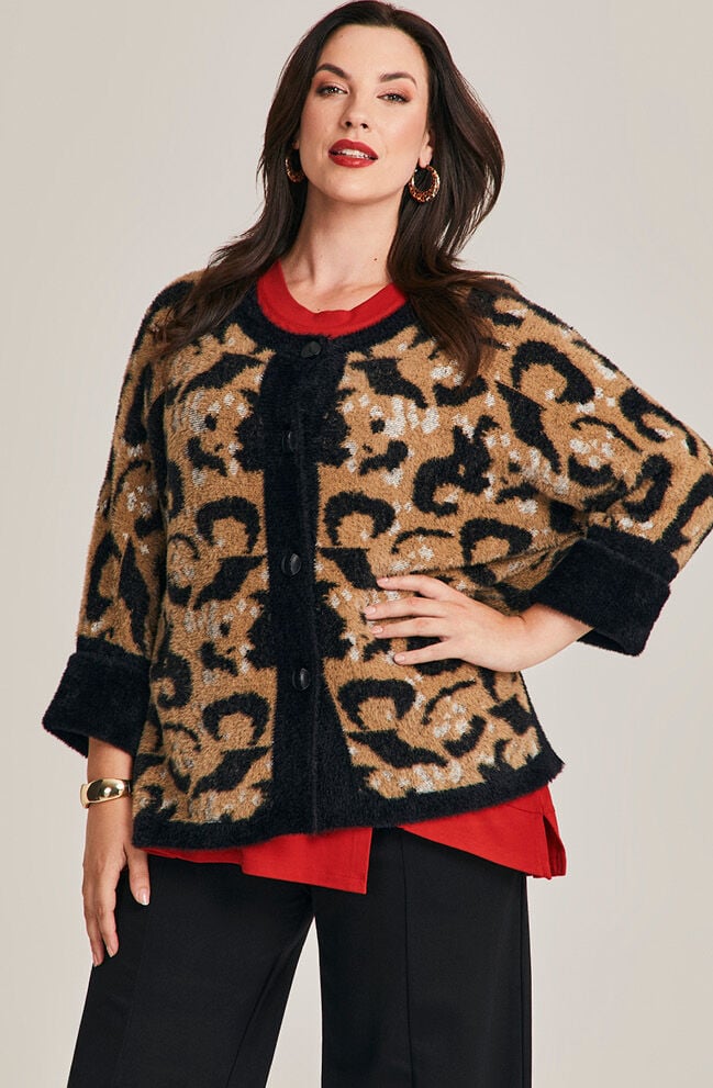 Leopard Fluffy Knit Cardigan