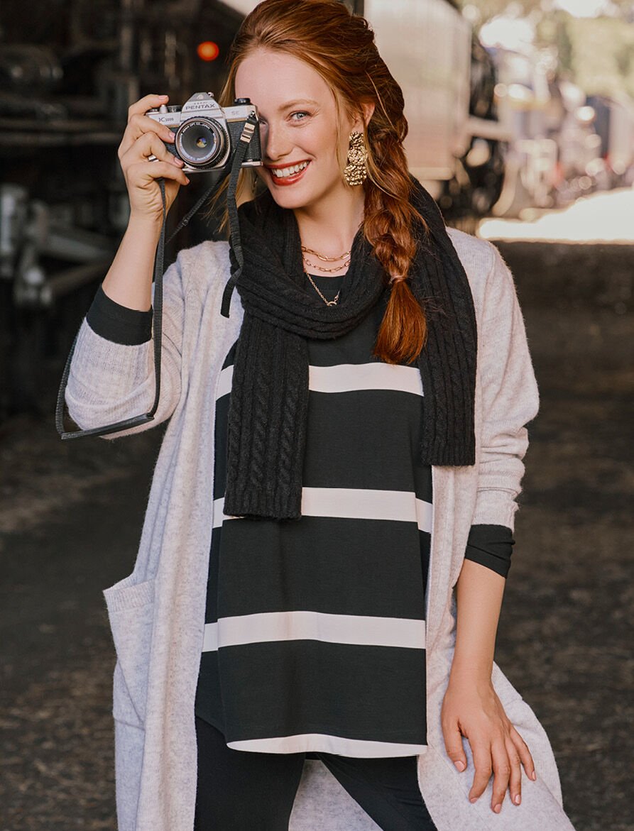 Bamboo Ponte Stripe Top