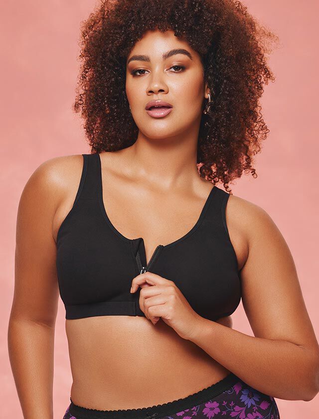 COTTON ZIP FRONT BRA