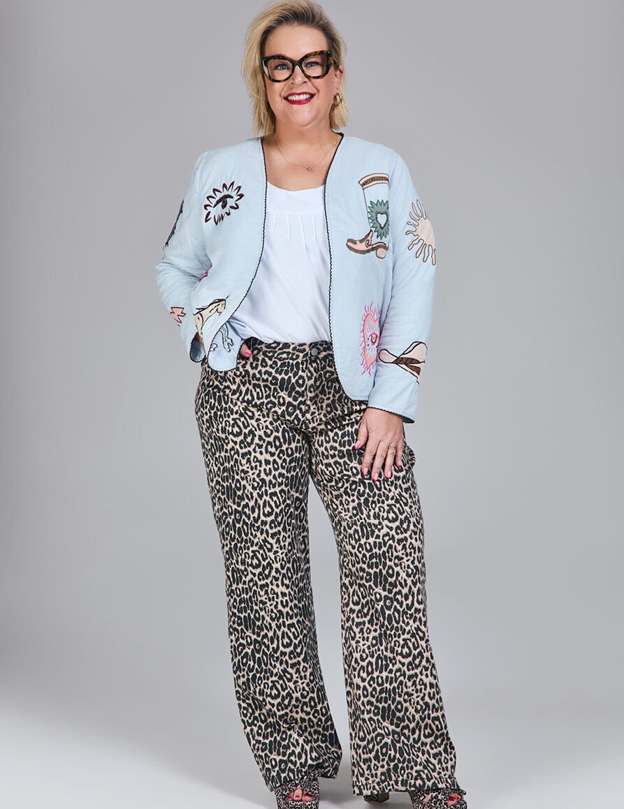 Cotton Animal Wide Leg Jean