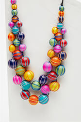 BRIGHT COTTON WRAPPED WOOD NECKLACE