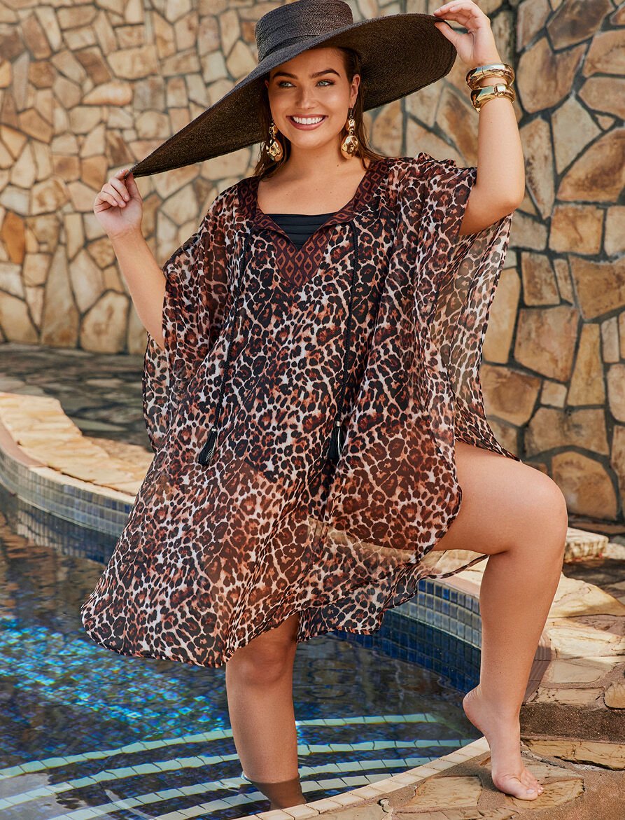 Animal Print Swim Poncho