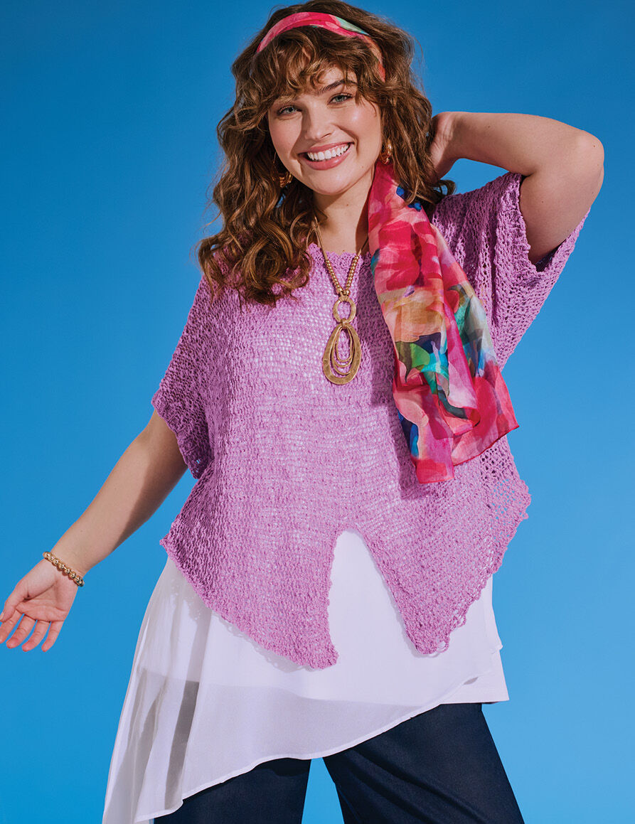 Cotton Boucle Sparkle Knit Over Top