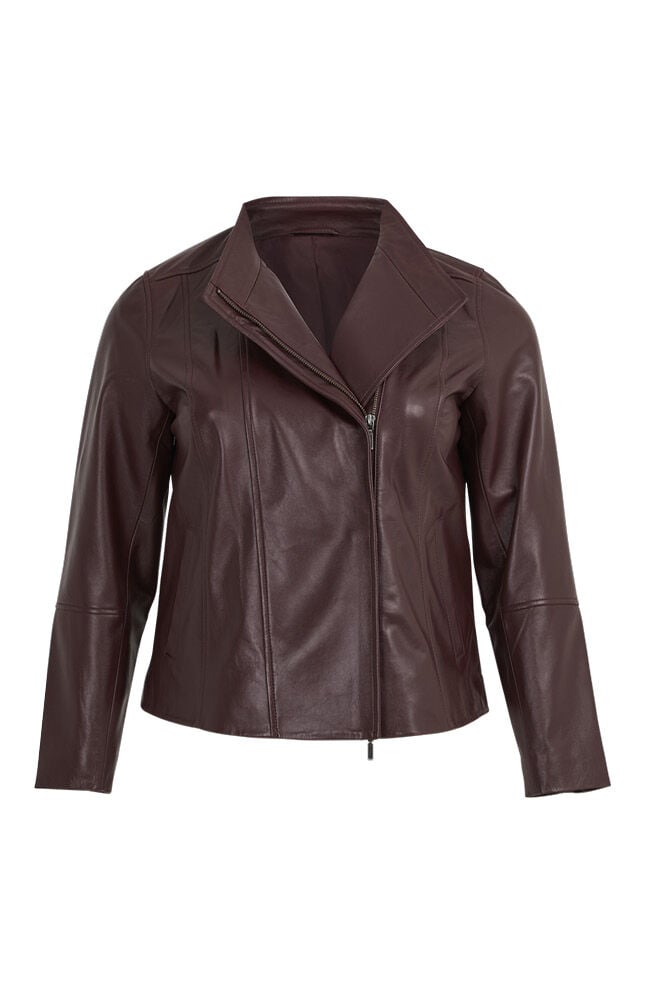 Leather Lottie Panel Jacket - Merlot