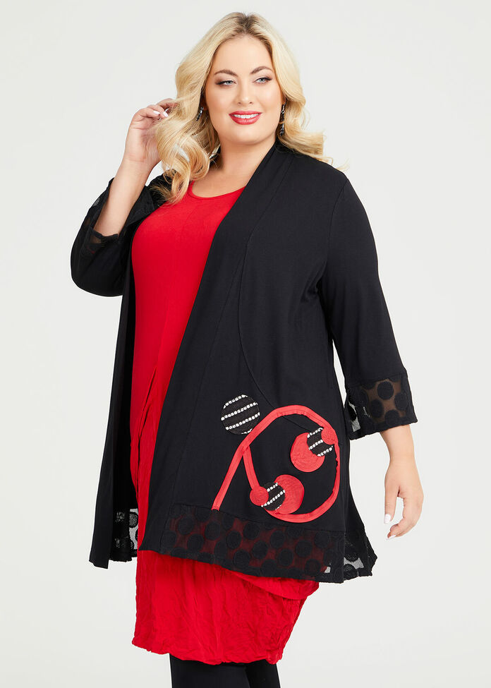 Shop Plus Size Lea Natural Applique Cardigan in Black | Taking Shape AU