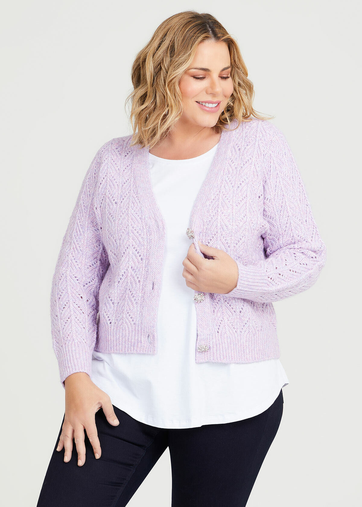 Pointelle knit cardigan new arrivals