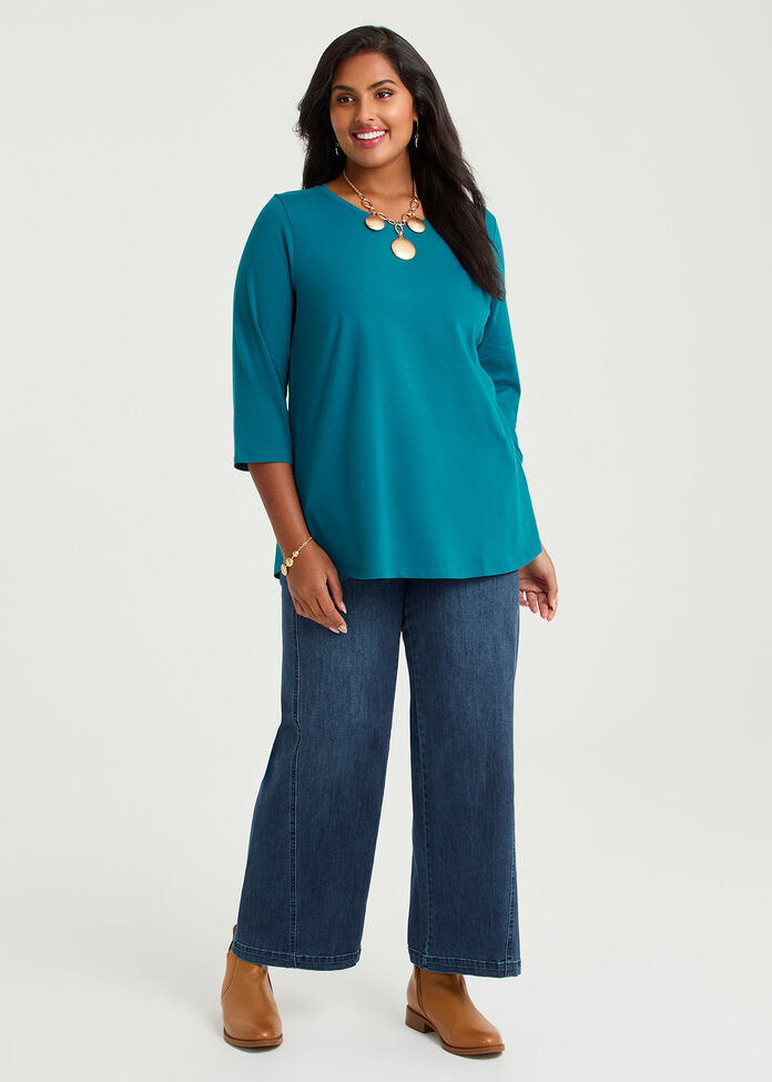 Good Earth Australian Cotton 3/4 T-Shirt, , hi-res