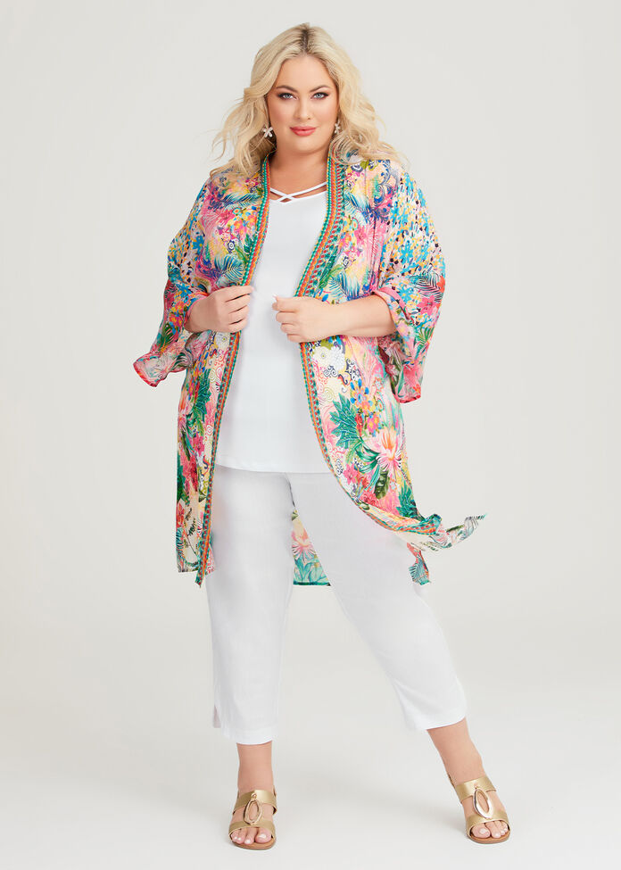 Shop Plus Size Tropical Sunset Kimono in Multi | Taking Shape AU
