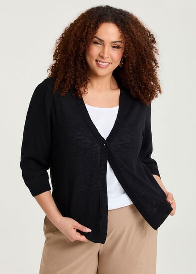 Plus Size Tori Slub Knit Crop Cardigan