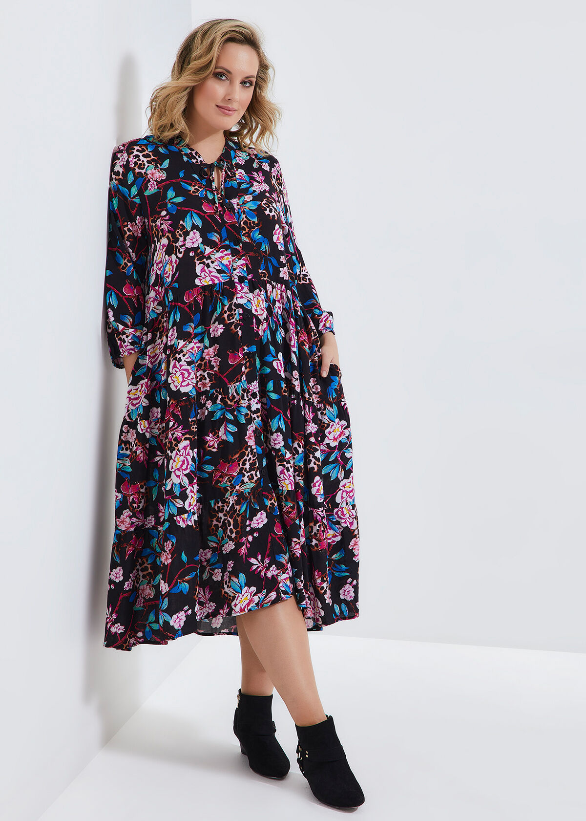 Shop Bamboo Summer Rose Tier Dress in 