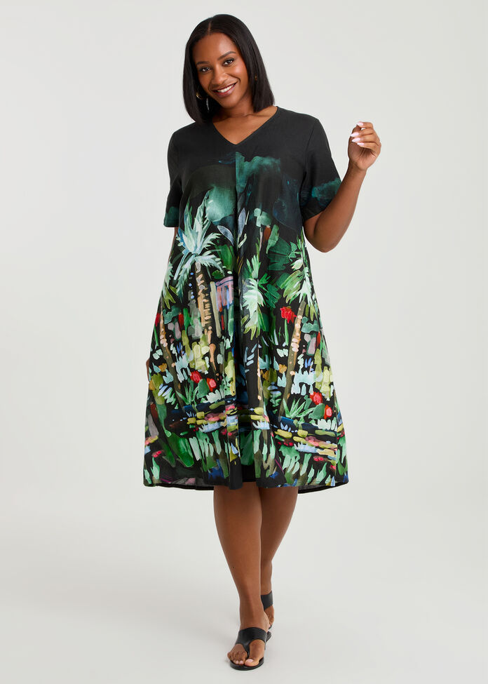 Linen Blend Isla Midi Dress, , hi-res