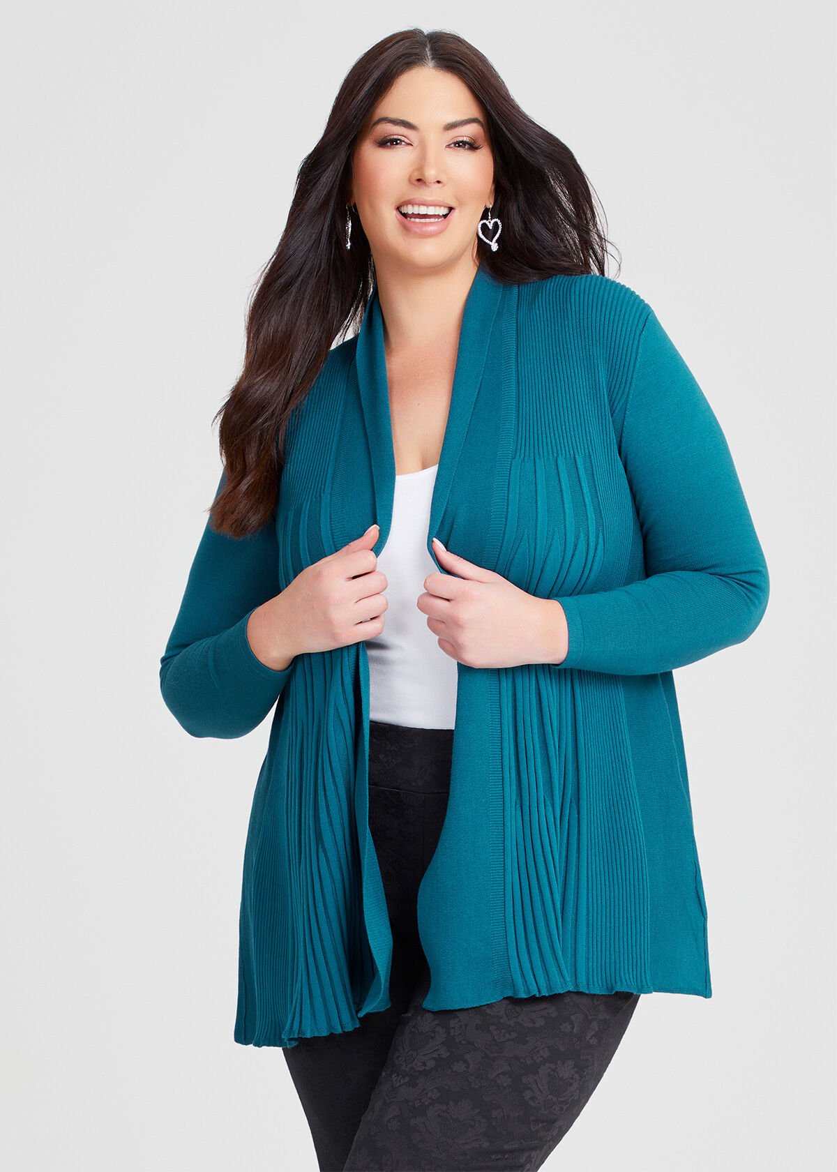 Plus size teal cardigan sales