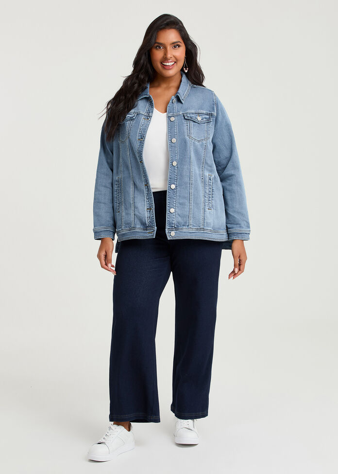 Denim Side Splits Jacket, EDEN BLUE DENIM, hi-res