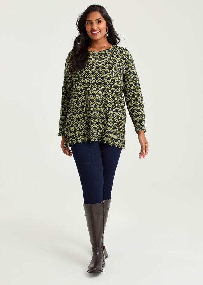 Cotton Geometric Flower Top, , hi-res