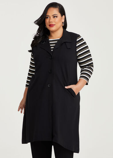 Plus Size Bamboo Ponte Hana Button Front Vest