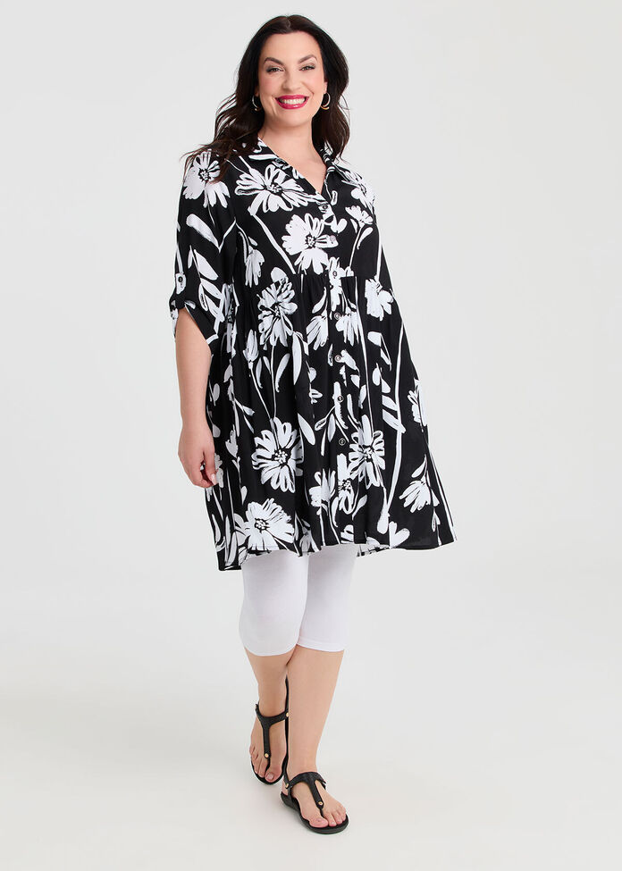 Natural Abstract Floral Shirt, , hi-res