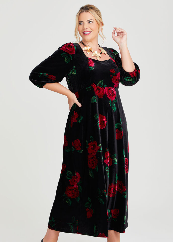 Rose Velvet Event Dress, , hi-res