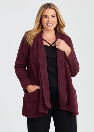Plus Size Honeycomb Rib Knit Cardigan