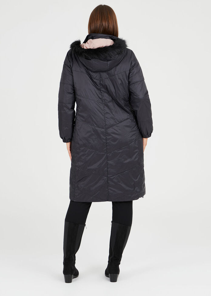 Shop Plus Size Muse Reversible Puffer Coat in Black | Sizes 12-30 ...