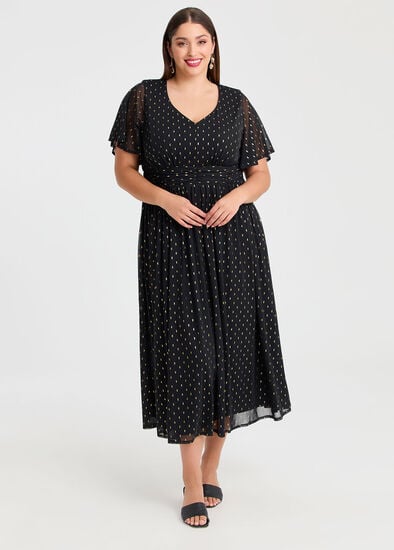 Plus Size Gold Dash Mesh Cocktail Dress