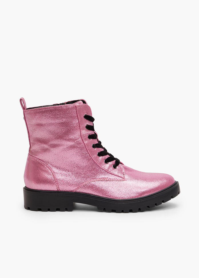 Sparkly Lace Up Boot, LIGHT PINK, hi-res