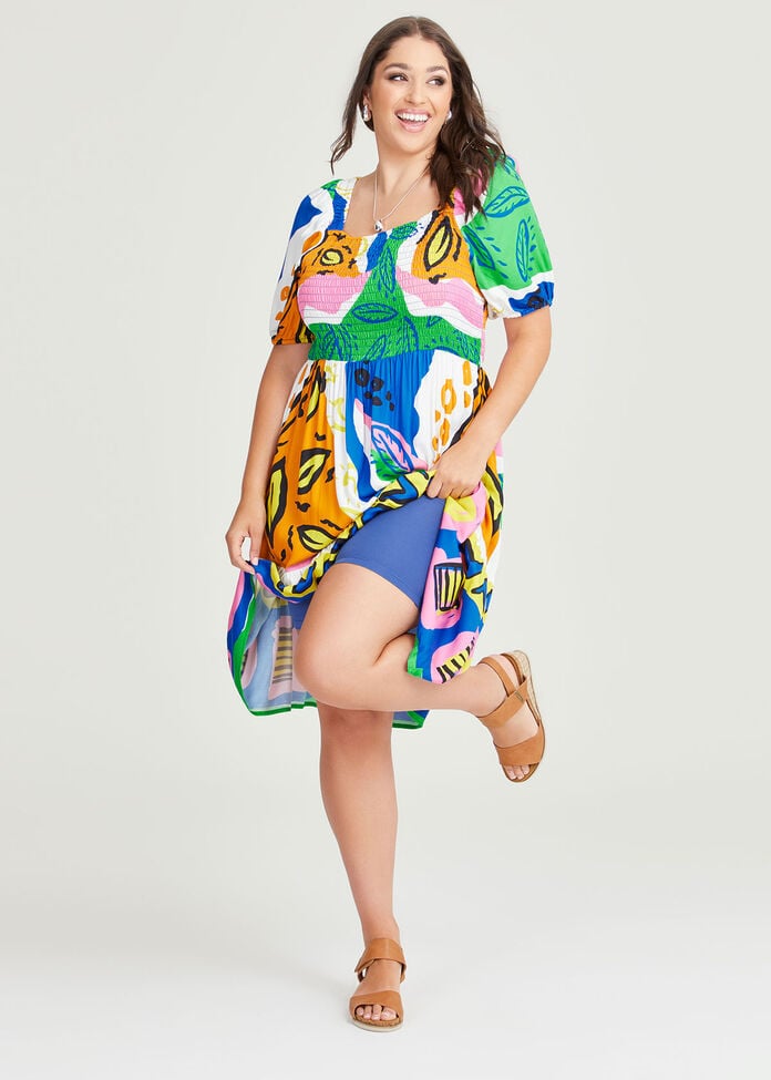 Natural Sunseeker Shirred Dress, , hi-res