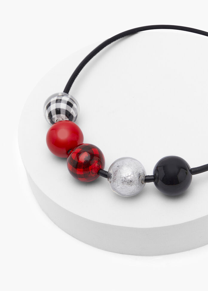 Gingham Ball Resin Necklace, , hi-res