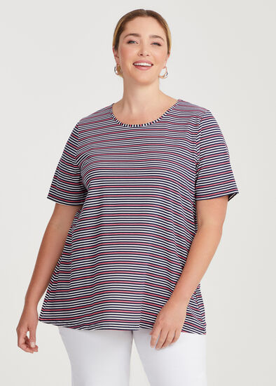 Plus Size Crew Neck Stripe T-shirt