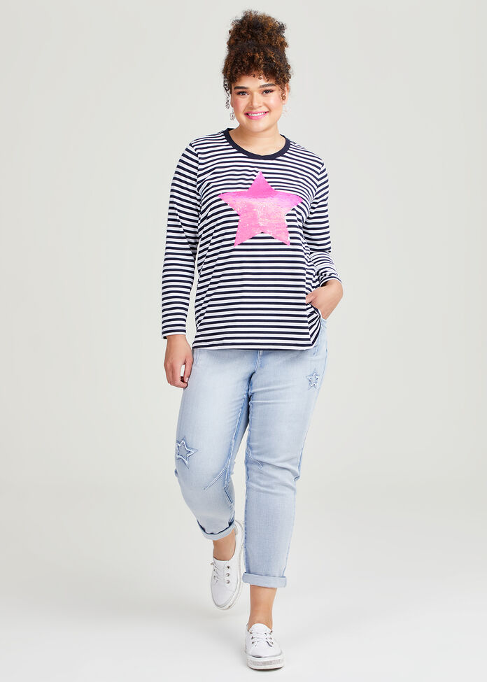 Plus Size Star Printed Poly Rayon Loose Fit Top main image 0