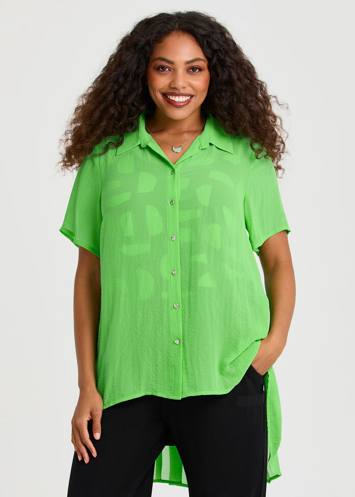Chiffon Pleat Back Detail Shirt, , hi-res