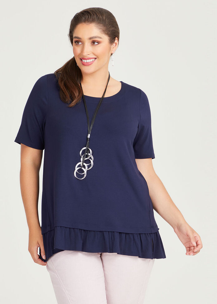 Shop Plus Size Natural Lena Frill Hem Top in Blue | Taking Shape AU