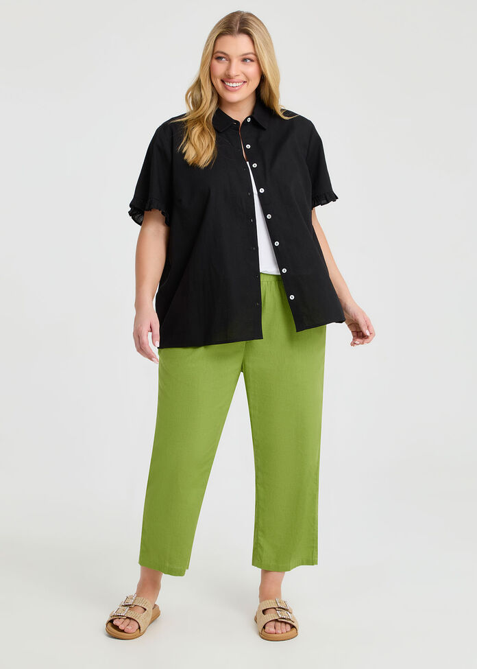 Cotton Linen Frill Shirt, , hi-res