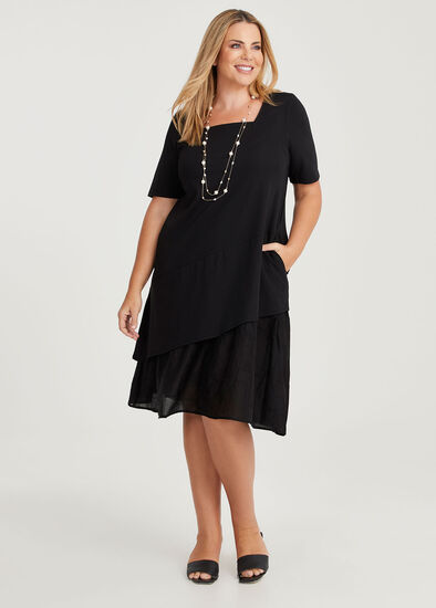 Plus Size Square Neck Layered Dress