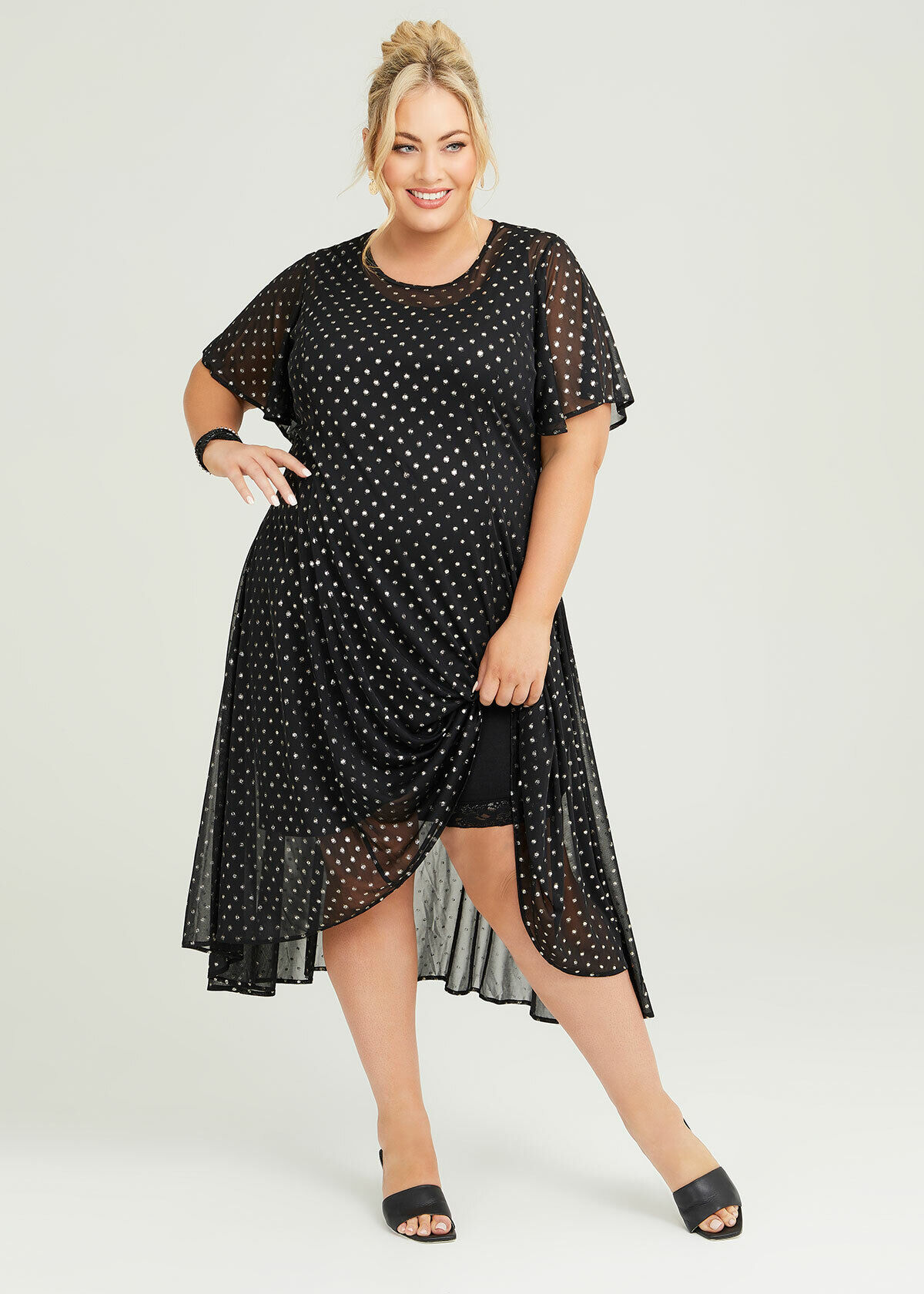 City chic discount spot flock dress