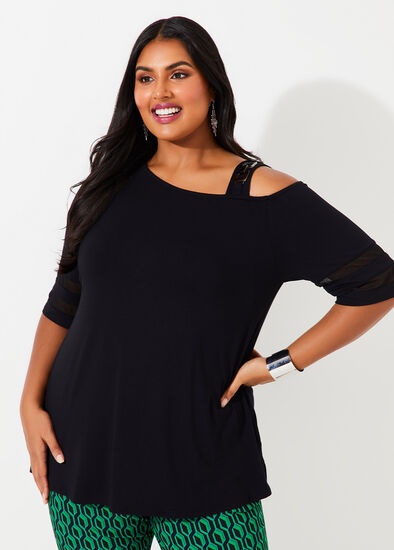 Plus Size Cold Shoulder Bamboo Top