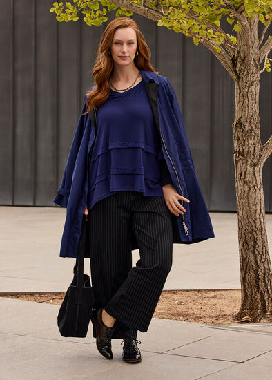 Plus Size Natural Pinstripe Pant