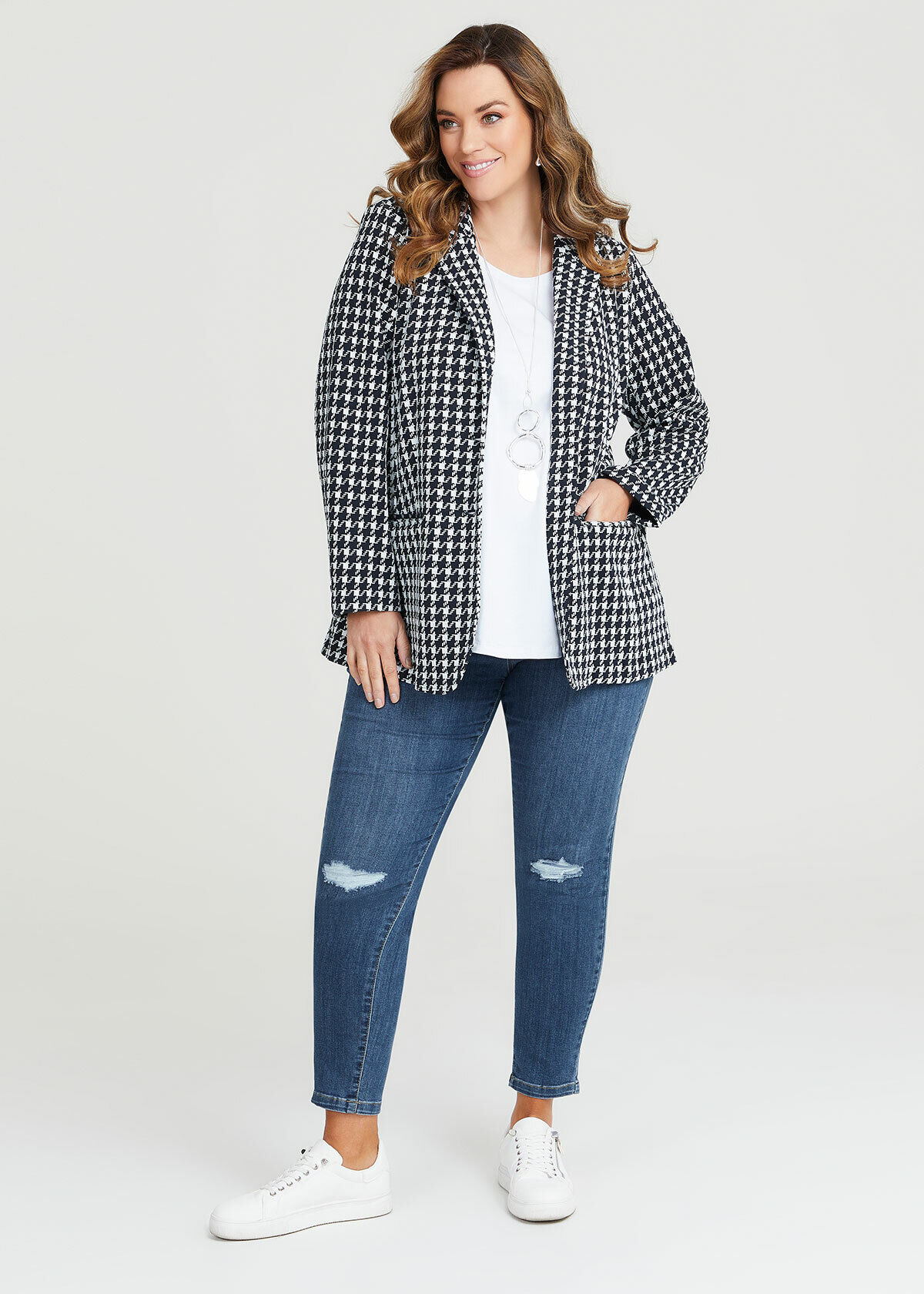 Classic Houndstooth Blazer
