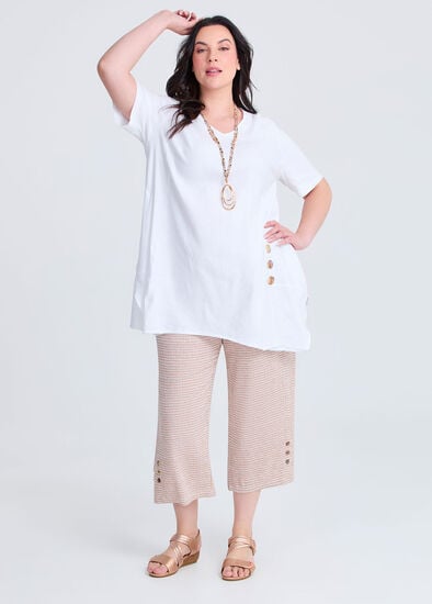 Plus Size Mini Check Natural Crop Pant