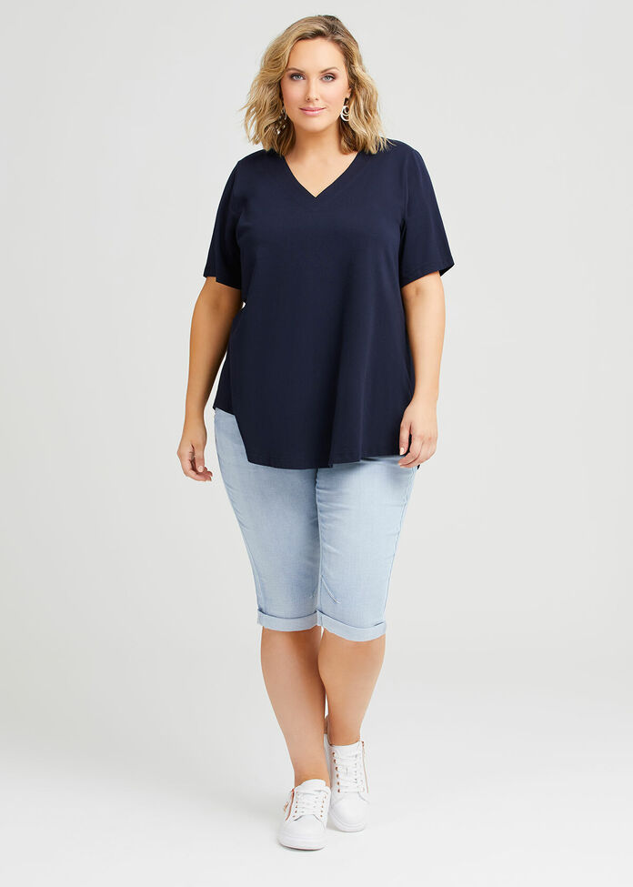 Organic V-neck Swing Basic Tee, , hi-res