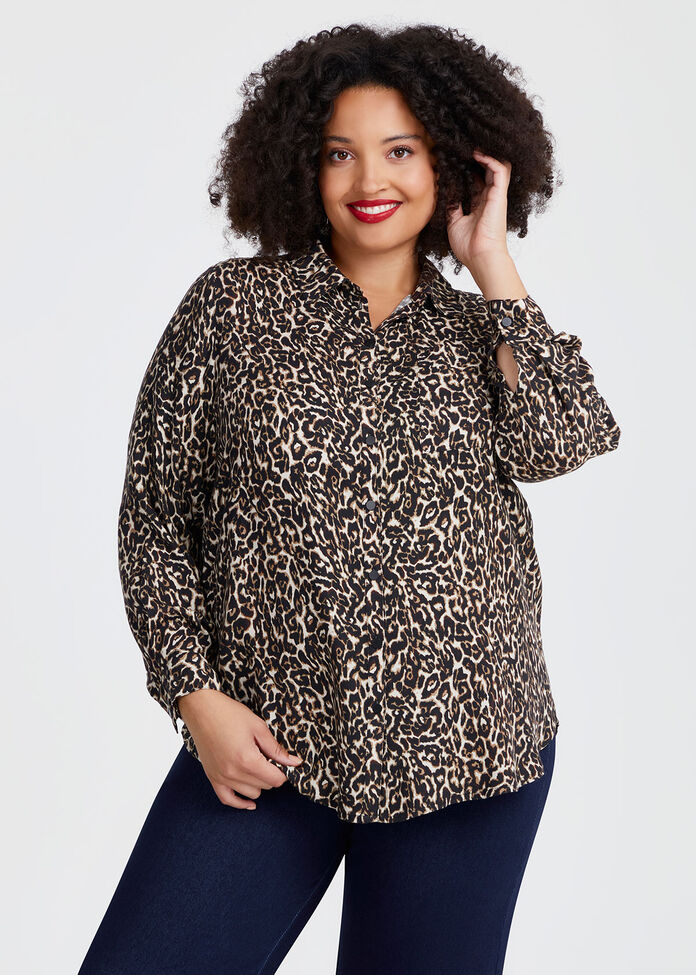 Natural Animal Print Shirt, , hi-res
