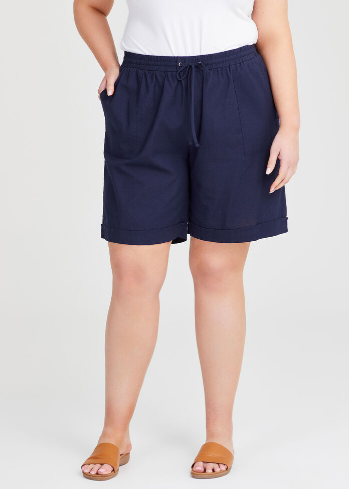 Cotton Linen Bermuda Short, , hi-res