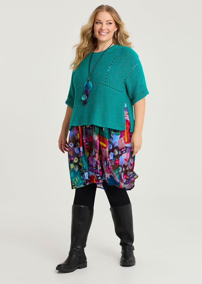 Pointelle Knit Jumper, PEACOCK, hi-res