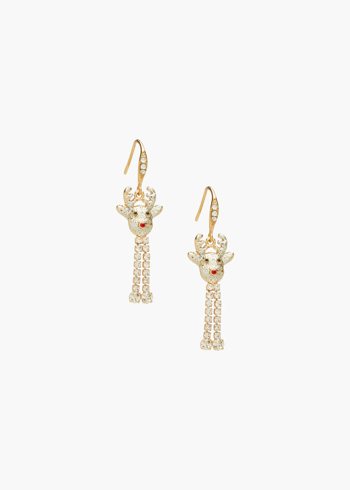 Christmas Dancing Reindeer Earrings, , hi-res