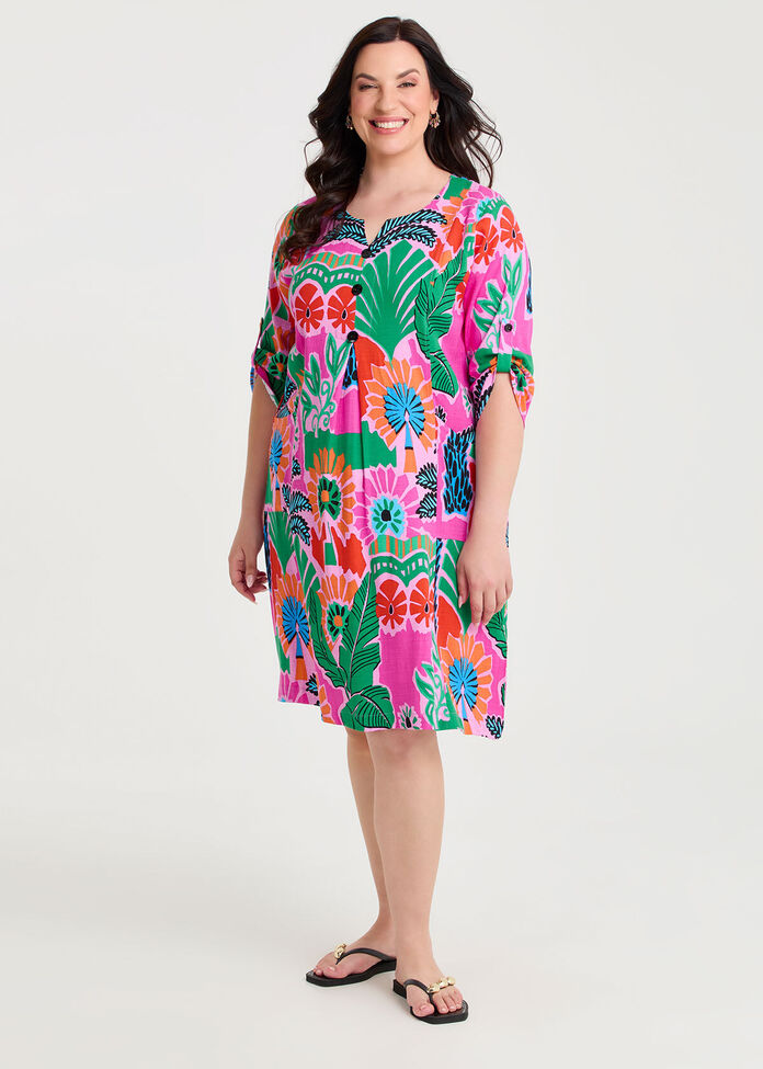 Palm Oasis Tulip Natural Dress, , hi-res