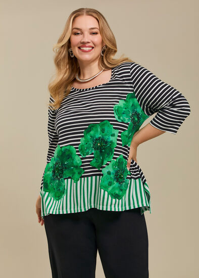 Plus Size Poppy Stripe Cotton Modal Top