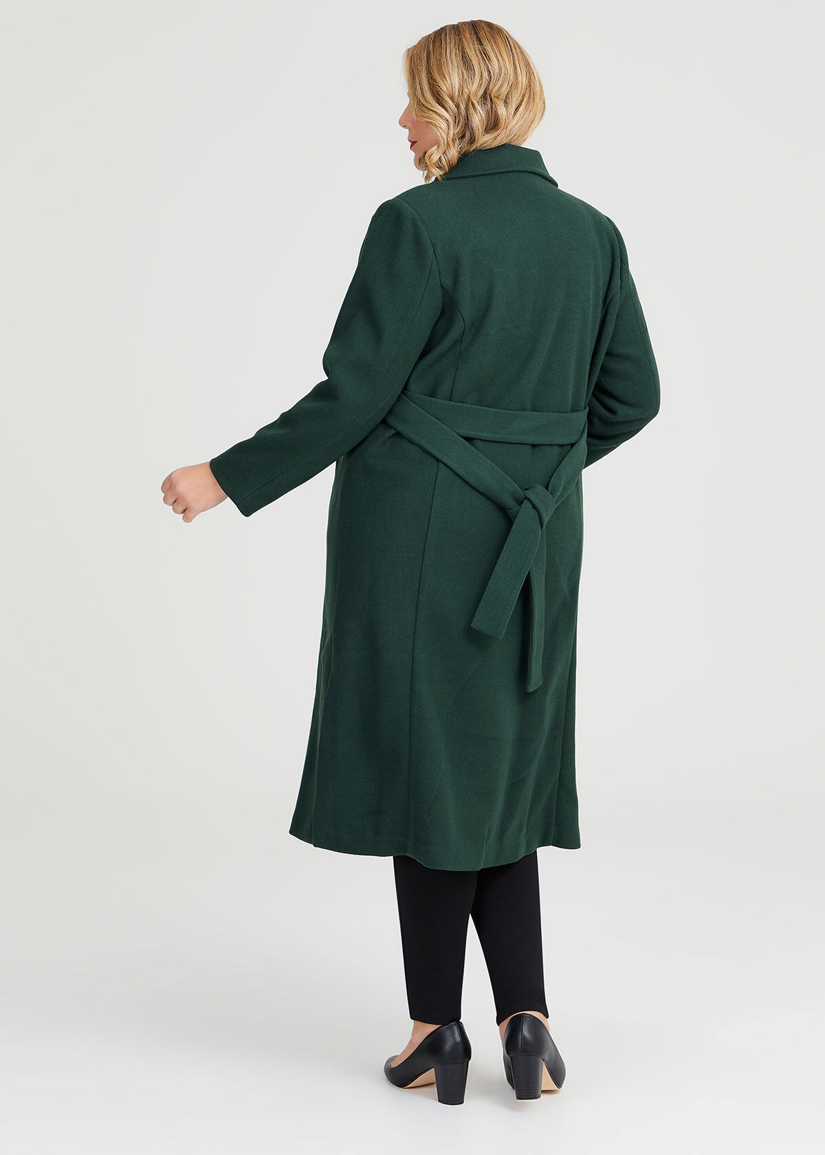 Green belted deals wool coat