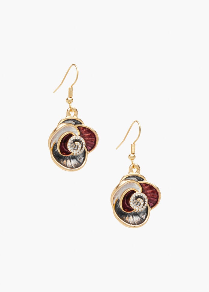 Enamel Diamante Rose Earrings, , hi-res