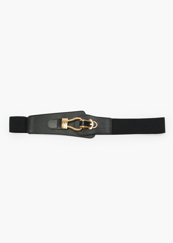 Black & Gold Stretch Belt, , hi-res