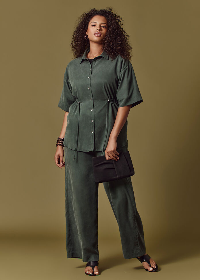 Mel Lyocell Cinched Waist Shirt, , hi-res